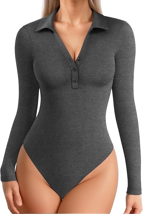 Button Down Long Sleeve Bodysuits