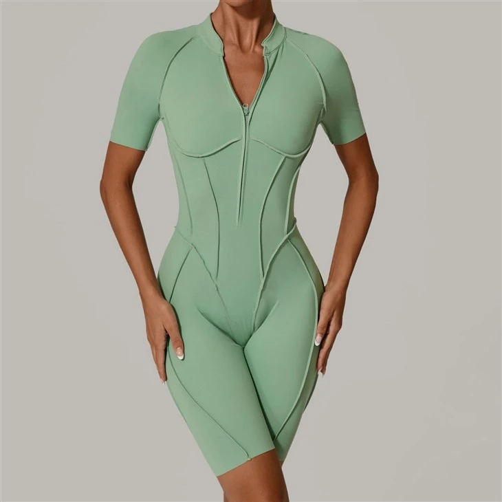 Women's Summer Zipper Outwear Fitness Yoga One-Piece