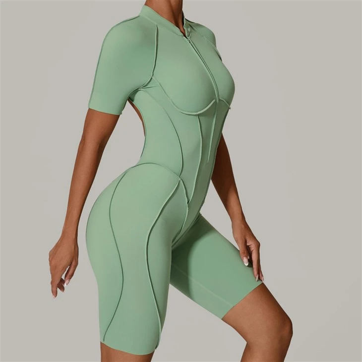 Women's Summer Zipper Outwear Fitness Yoga One-Piece